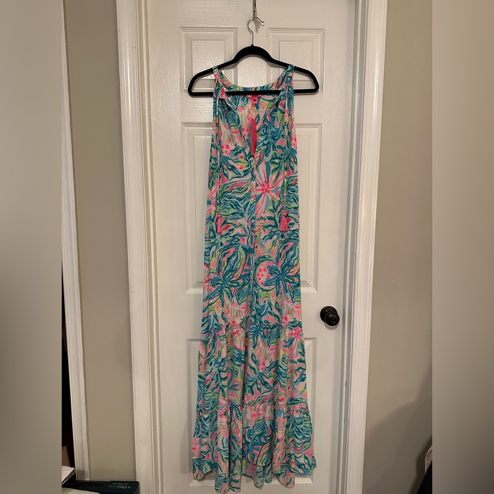 Lilly Pulitzer Luliana Maxi Dress “One in a Melon” Print Size XL NEW